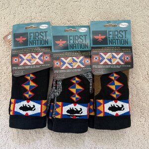Thorlos First Nation Bundle 3 Crew Socks Unisex Medium Black Buffalo Motif New